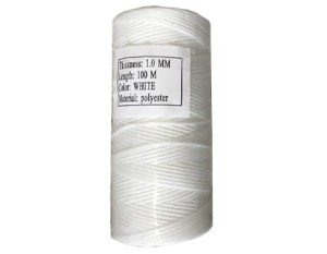 Nić płaska 1mm/woskowana/100m/biały/k039